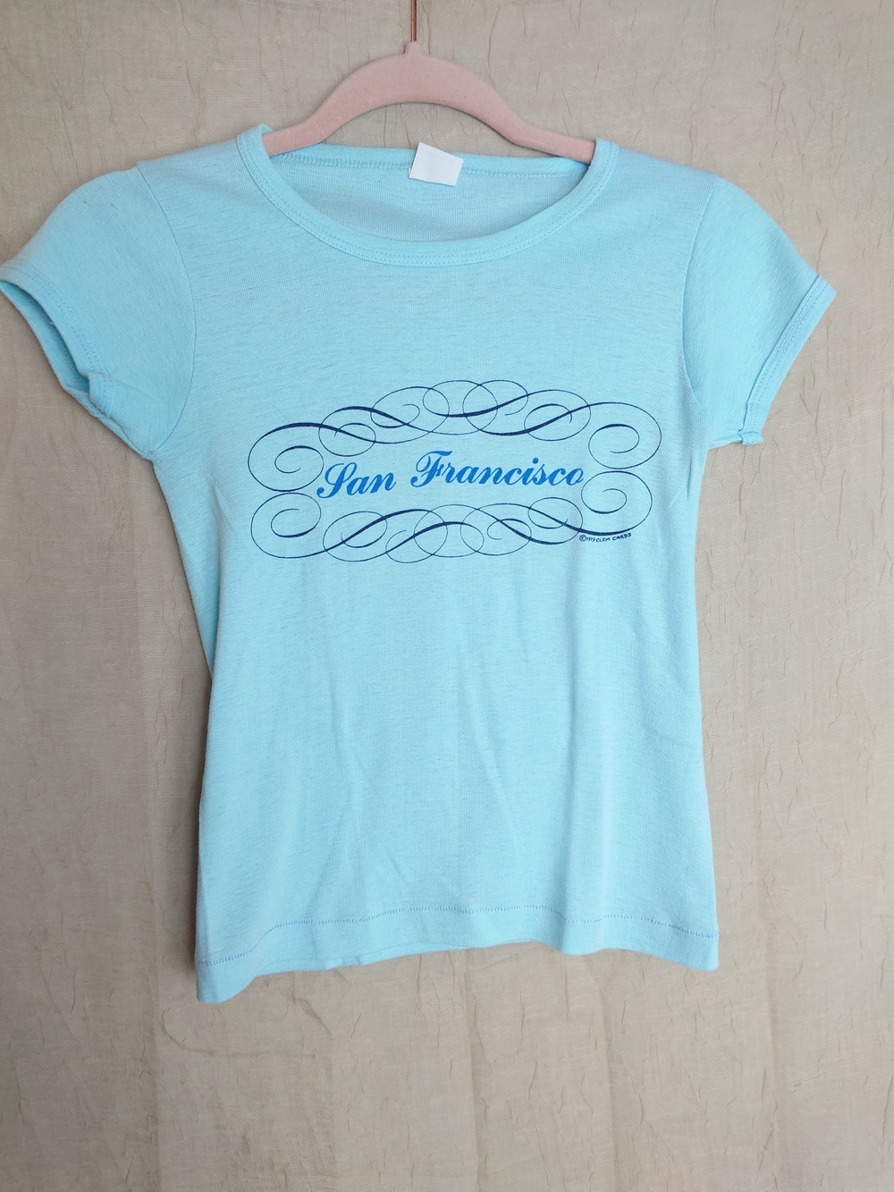 Vintage 70s San Francisco Script Graphic Tee - Light Blue